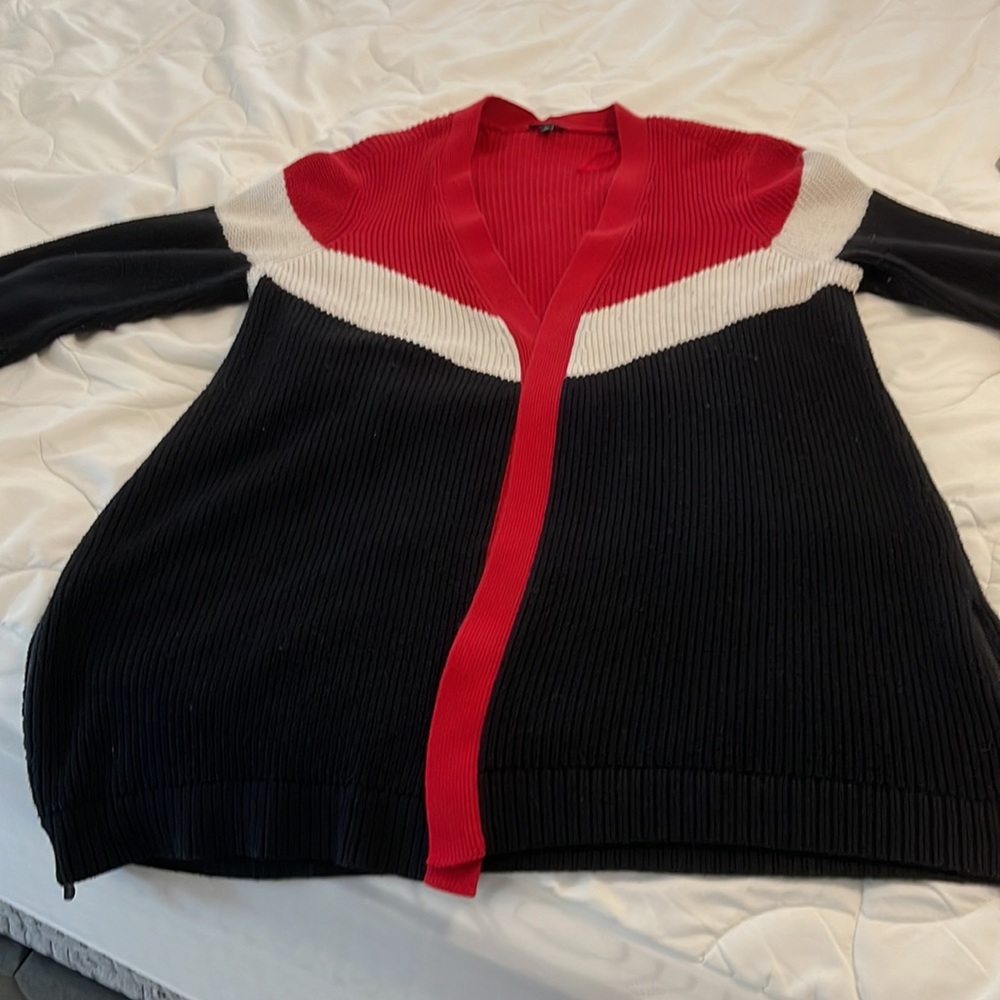 EUC!!!  Talbots Plus Sized 2X Red, white and black cardigan.